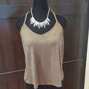 Forever 21 Khaki Green Faux Suede Halter Top. Size Small